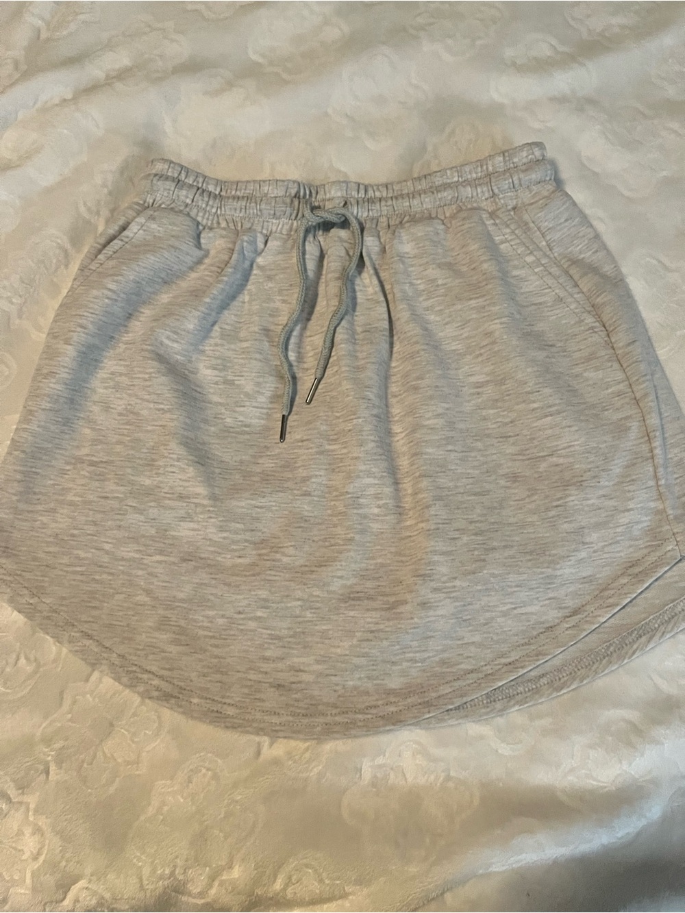 Women’s Casual Drawstring Skirt built in shorts - Light Heather Gray medium